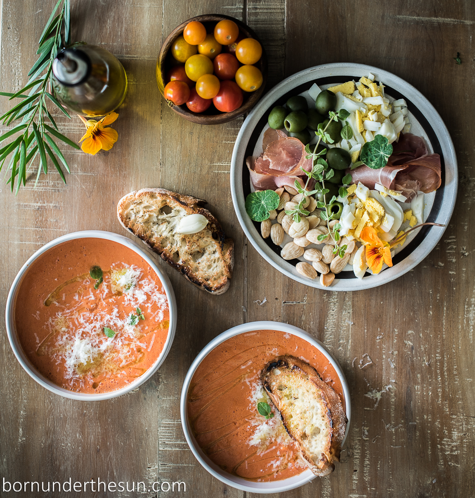 Smoky tomato gazpacho with&nbsp;condiments