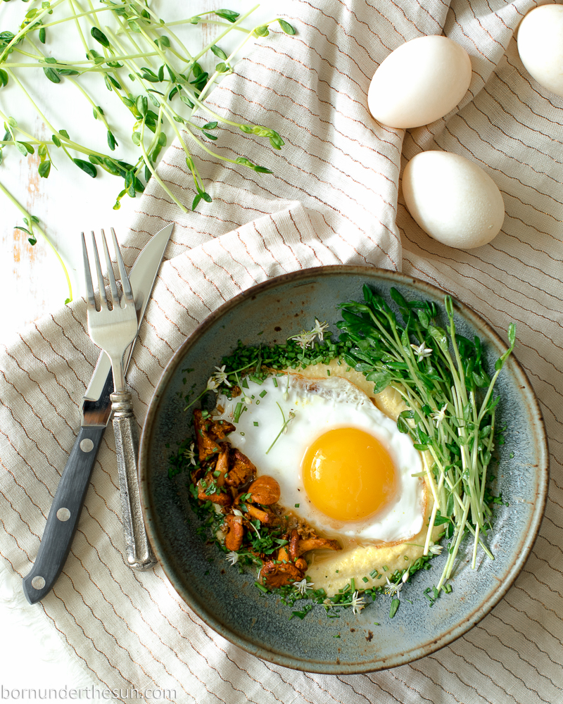Cauliflower grits, chanterelle and the perfect sunny side up&nbsp;egg