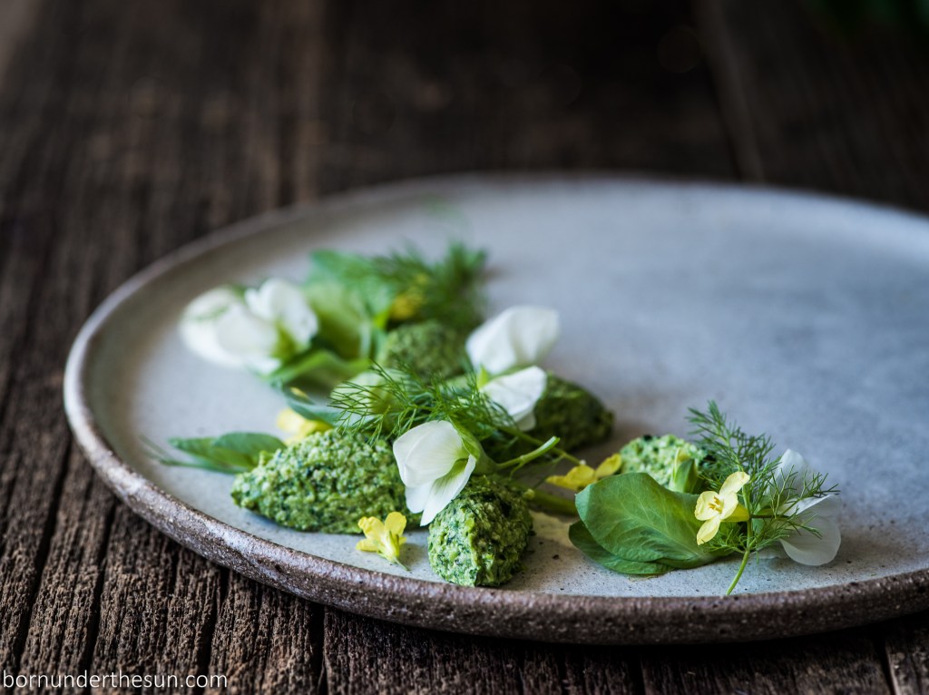 Pea and stinging nettle&nbsp;gnudi